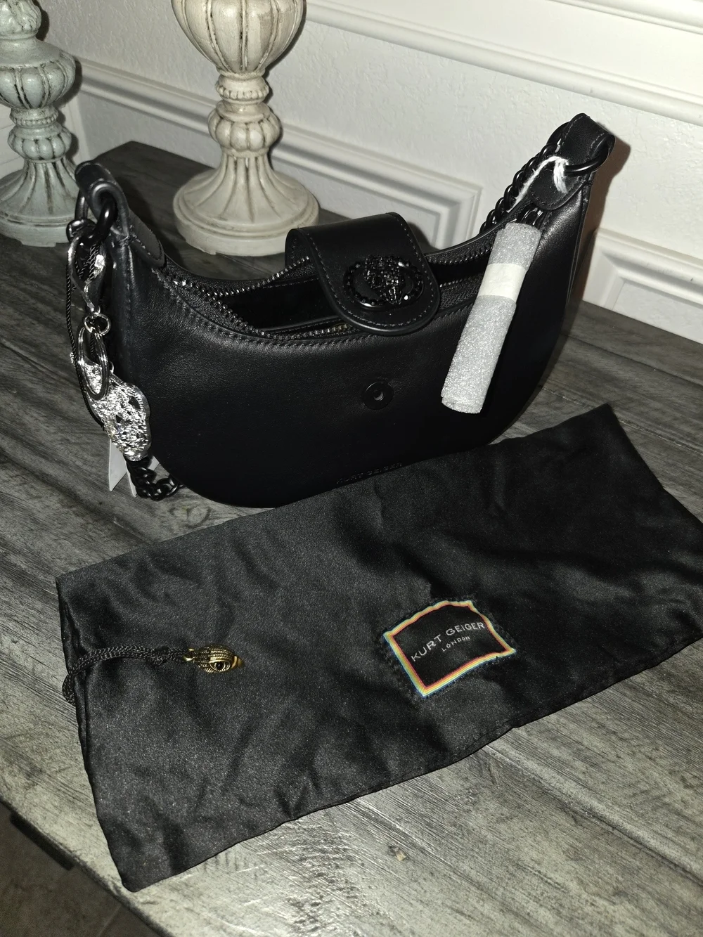 Kurt Geiger Black Leather Shoulder/crossbody Bag - Picture 1 of 8